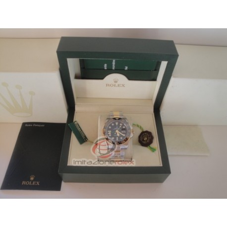 rolex replica GMT master II ceramichon acciaio oro black dial orologio copia imitazione