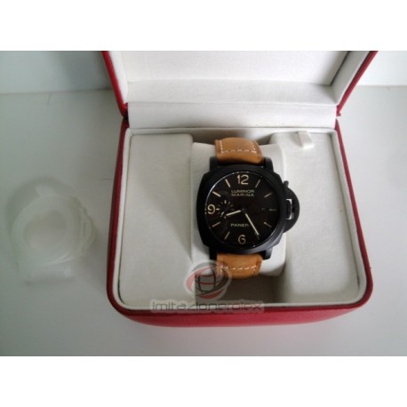 panerai replica luminor marina black dial PVD prohunter strip leather