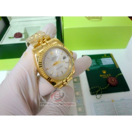 rolex replica datejust full oro giallo argentèè dial barrette jubilèè orologio copia imitazione